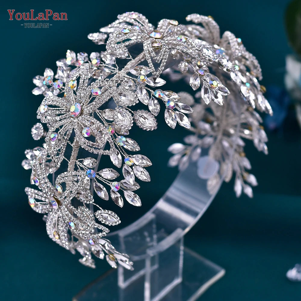 YouLaPan Flower Headband for Bridal Wedding Headpiece Jewelry Hair Accessories Woman Tiara Bride Headdress for Party HP395