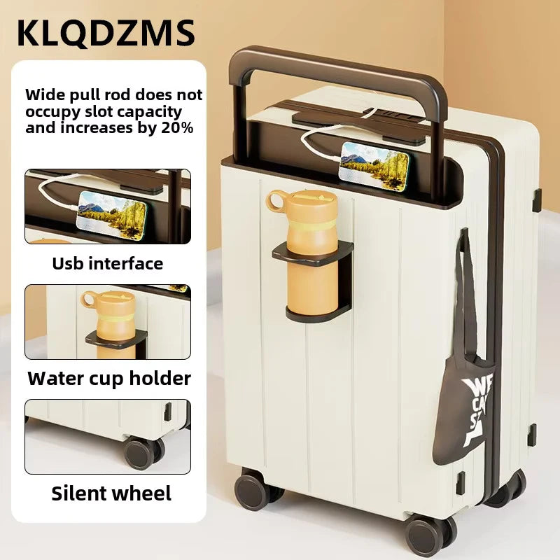 KIMLUD, KLQDZMS Cabin Luggage USB Charging Trolley Case ABS+PC Boarding Case 20"22"24"26"28 Inch Combination Case with Wheels Suitcase, KIMLUD Womens Clothes