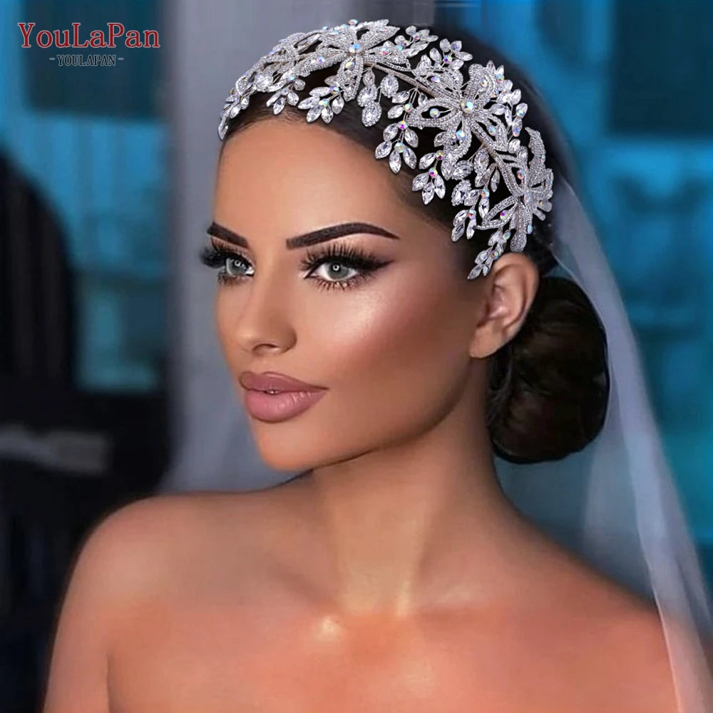 YouLaPan Flower Headband for Bridal Wedding Headpiece Jewelry Hair Accessories Woman Tiara Bride Headdress for Party HP395