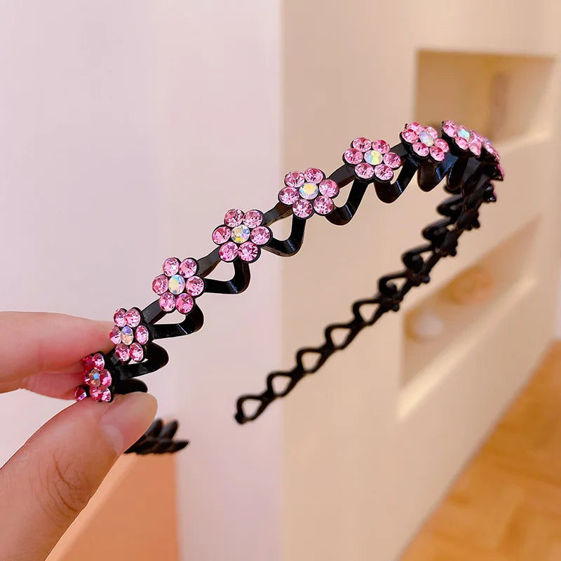 KIMLUD, New Non-slip Rhinestone Headbands Solid Wave Hairbands for Women Girls Bezel Fashion Hair Hoop Ladies Boutique Hair Accessories, KIMLUD Womens Clothes