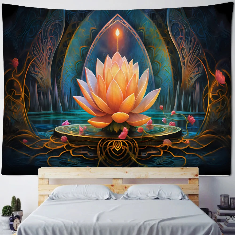 KIMLUD, Meditation Lotus Tapestry Wall Art, Large Tapestry Mural Decoration, Home, Bedroom, Living Room Decoration, 2 / 200x150cm, KIMLUD APPAREL - Womens Clothes