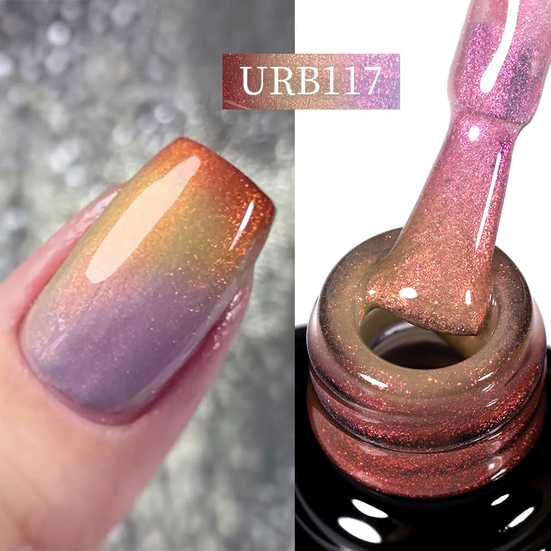 UR SUGAR 7ml Thermal Auroras Glitter Gel Nail Polish Winter Temperature 3 Colors Changing Soak Off UV LED Manicure Nails Gel