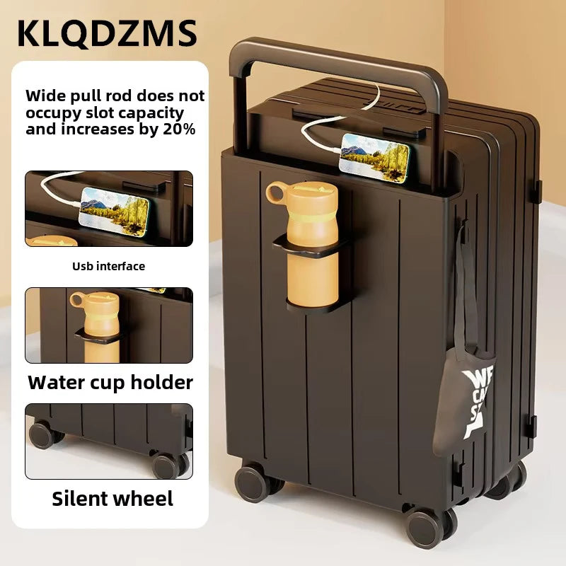 KIMLUD, KLQDZMS Cabin Luggage USB Charging Trolley Case ABS+PC Boarding Case 20"22"24"26"28 Inch Combination Case with Wheels Suitcase, KIMLUD Womens Clothes