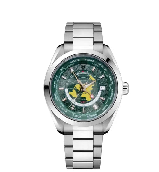 PAGANI DESIGN Mens Watch 2024 New Sapphire Mirror Stainless Steel NH34 Movt Mechanical Wristwatch for Man Multi-time zone Reloj