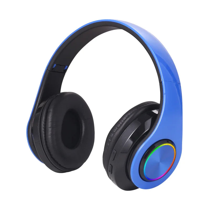 KIMLUD, B39 Headphone With Wireless Bluetooth Colorful Light Pluggable Card Game Music Movement Bluetooth Headset for Phone, Blue, KIMLUD APPAREL - Womens Clothes