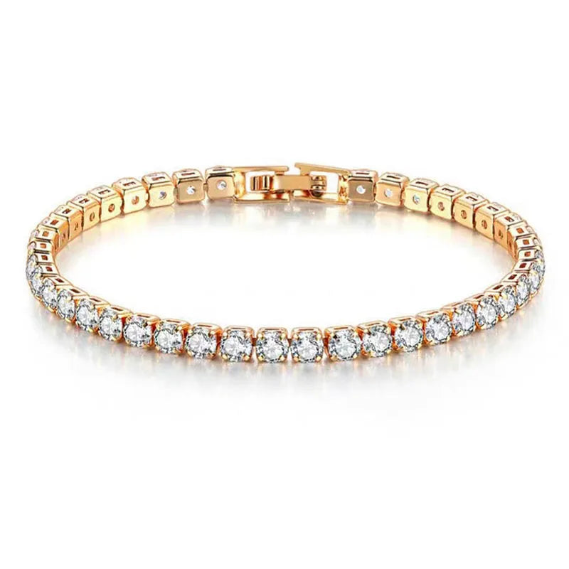 New 925 Sterling Silver Hip Hop Fashion Women's Tennis Bracelet Rose Gold Shining Cubic zirconia Bracelet Wedding Jewelry Gift