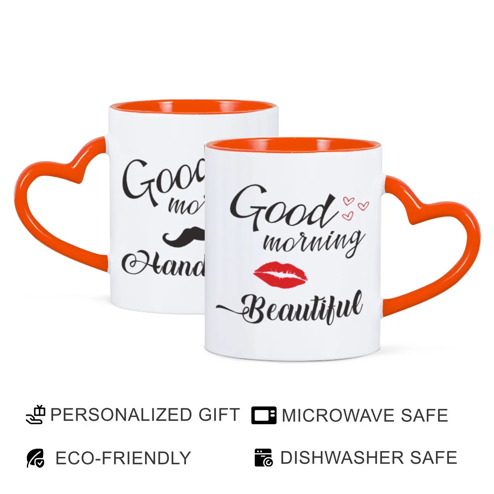 2pc 11oz Good Morning Beautiful Handsome Ceramic Coffee Mug Couples Sets Funny His Her Gifts Husband Wife Anniversary Presents