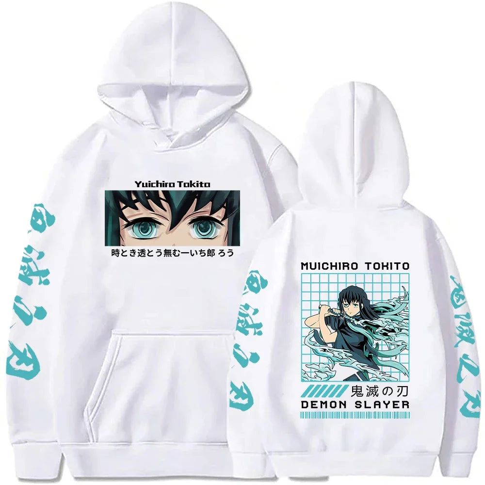 New Funny Japan Anime Demon Slayer Women Hoodies Plus Size Sweatshirt Harajuku Muichiro Tokito Printed Hooded Girl Pullover