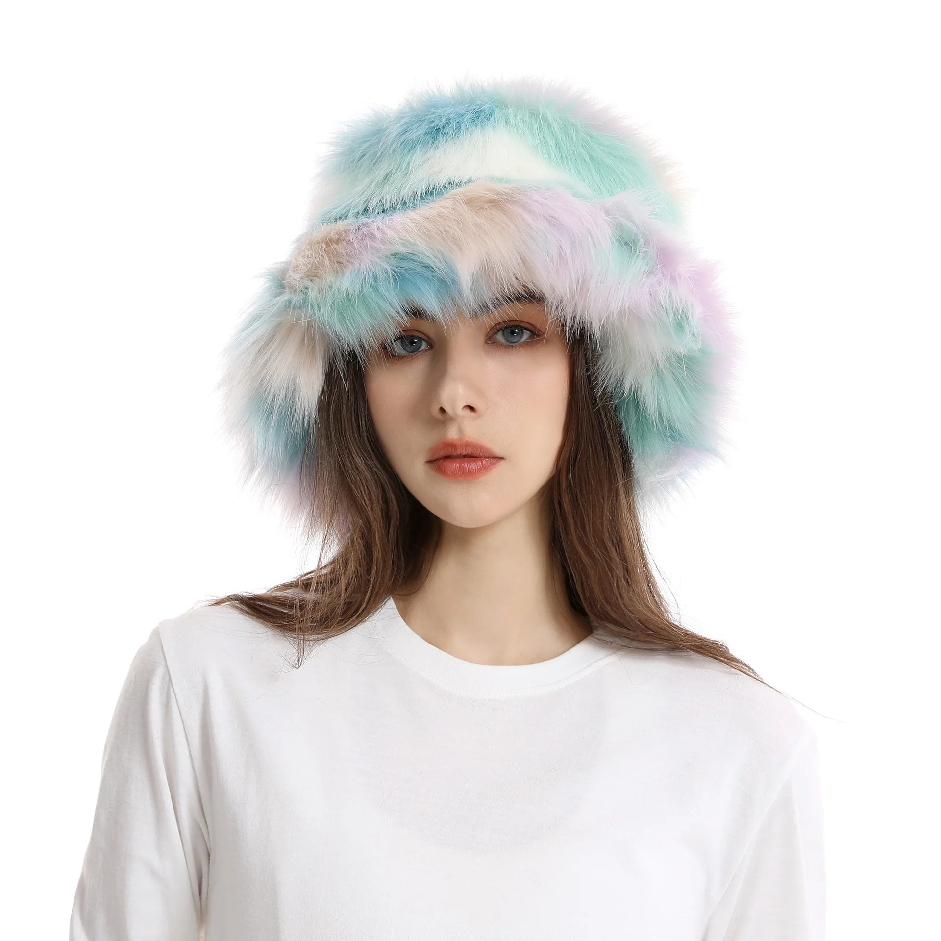 Red plush Bucket hat women's elegant autumn and winter fur bamboo hat Korean version advanced thermal cap cap 2023 large size