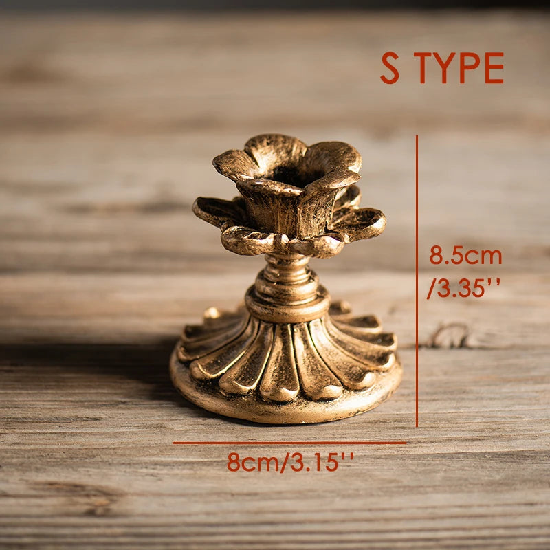 KIMLUD, Retro Candlestick Resin Candle Holder Sconce Nostalgic Antique French Candle Stick Rack Accessories Home Decor Photography Props, S 8x8.5CM, KIMLUD APPAREL - Womens Clothes