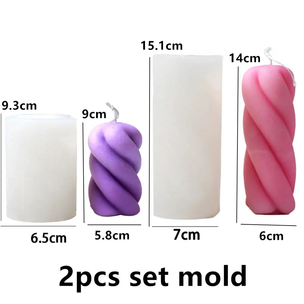 KIMLUD, Upgraded Knot Cylindrical Candle Silicone Mold Bow Knot Stripe Cylindrical Candle Mold Vase Shape Candle Acrylic Plastic mold, 2pcs set as show 3, KIMLUD APPAREL - Womens Clothes