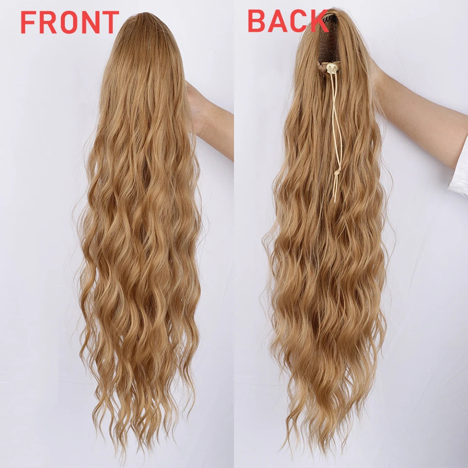 AISI BEAUTY Synthetic Ponytail Extensions for Women Long Wavy Fluffy Synthetic Ponytail Hairpiece Natural Soft Daily Use