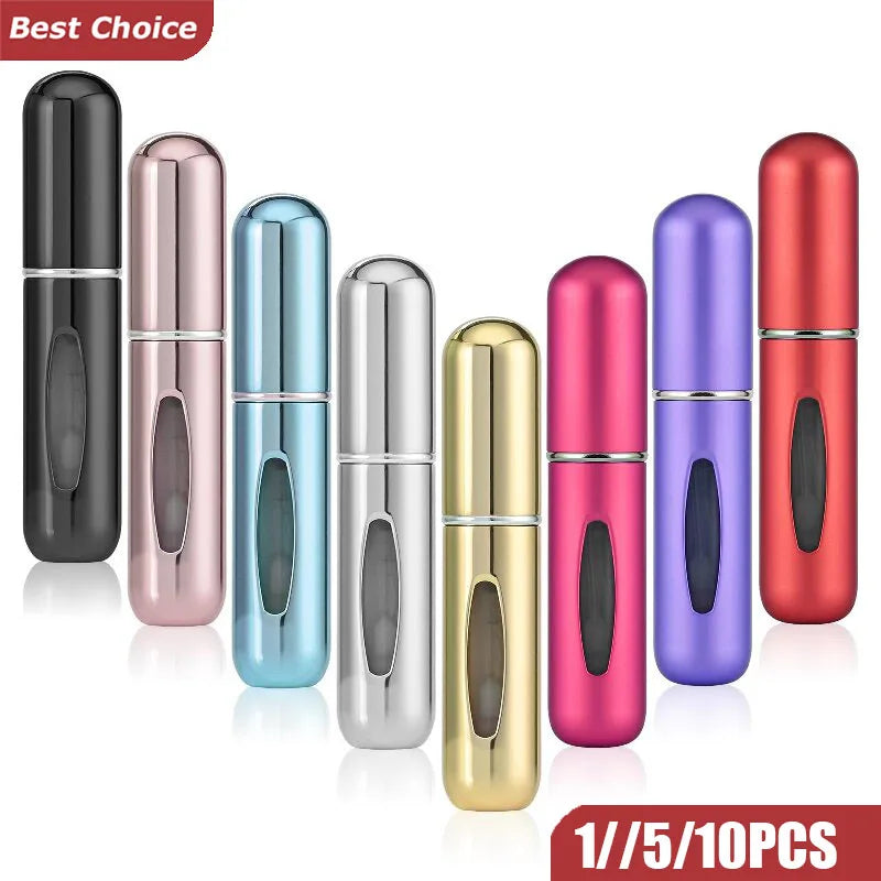 5ml Multi Color Aluminum Mini Perfume Bottle with Spray Pump Portable Empty Refillable Atomizer Bottle for Travel Essential - KIMLUD