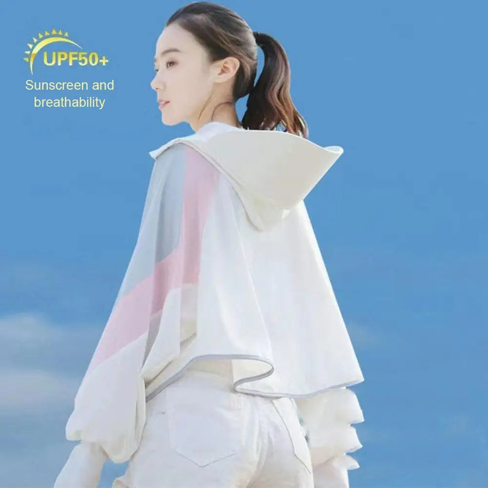 2023 Women Sunscreen Hat Ice Silk Clothing Summer Big Coat Protection Hat Shirt Clothing Edge Short UV With Sun Size Outdoo M4R4