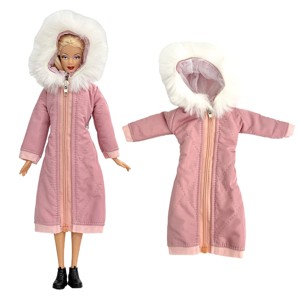 KIMLUD, NK 1 Pcs Fashion Coat for Barbie Doll Cotton Jacket Winter Dress Long Clothes Fur Coat For 1/6 BJD Doll Accessories Toy JJ, KIMLUD Womens Clothes