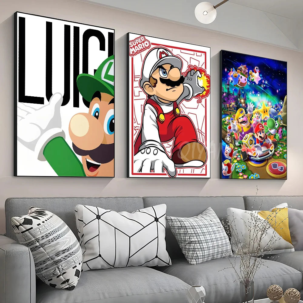 1pc Anime Game Plumber Uncle Mushroom M-Marios Poster Stickers Art Wall Murals Decor Game