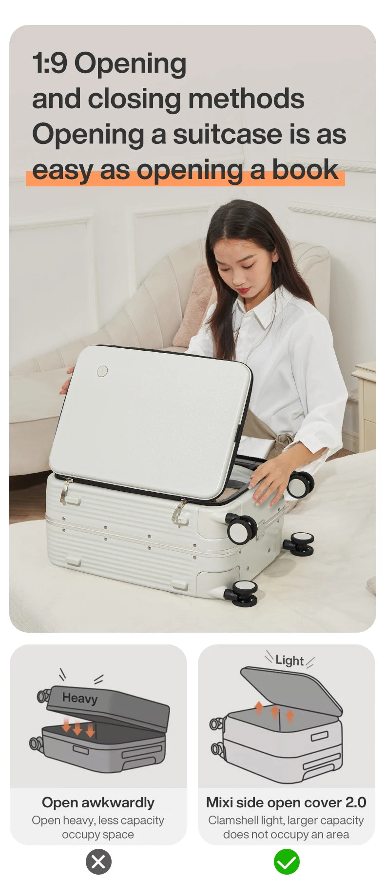 Mixi New Aluminum Frame Suitcase Carry On Rolling Luggage with USB Port Boarding Cabin Cup and Phone Holder 20 24 Inch - KIMLUD