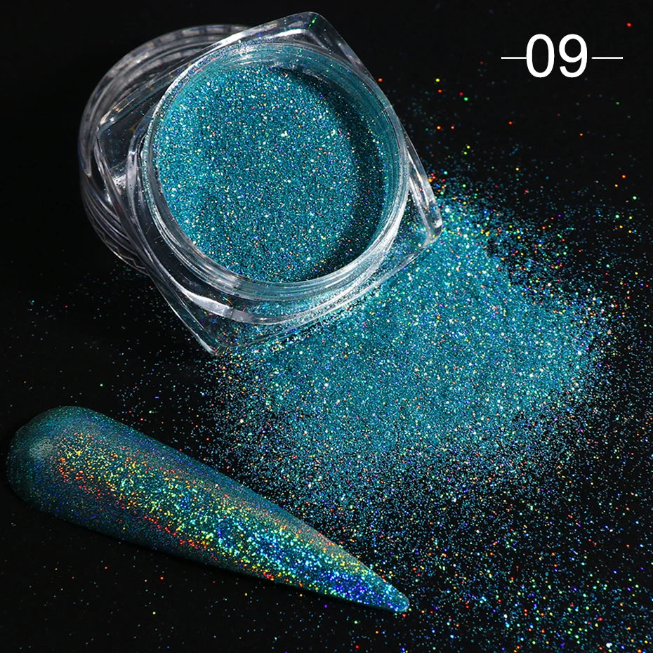 KIMLUD, Holographic Solid Mirror Nail Glitter Laser Metallic Rubbing Dust Chrome Powder Shinning Manicure Decoration Pigment CHLF01-07-1, 1028-09, KIMLUD APPAREL - Womens Clothes