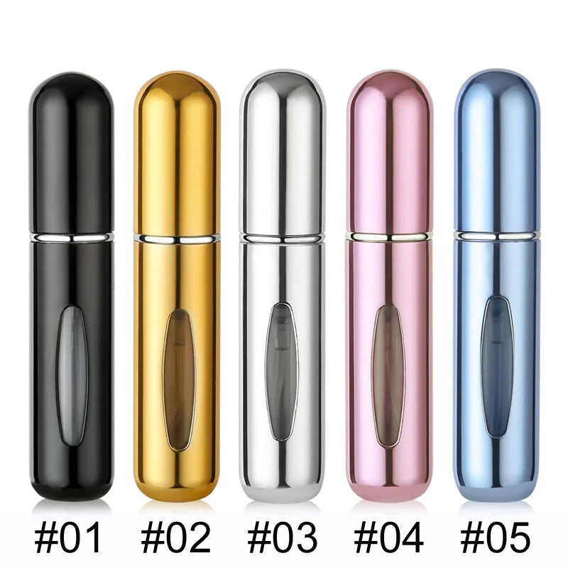 5ml Multi Color Aluminum Mini Perfume Bottle with Spray Pump Portable Empty Refillable Atomizer Bottle for Travel Essential - KIMLUD