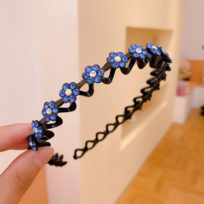 KIMLUD, New Non-slip Rhinestone Headbands Solid Wave Hairbands for Women Girls Bezel Fashion Hair Hoop Ladies Boutique Hair Accessories, HAXL1393002, KIMLUD APPAREL - Womens Clothes