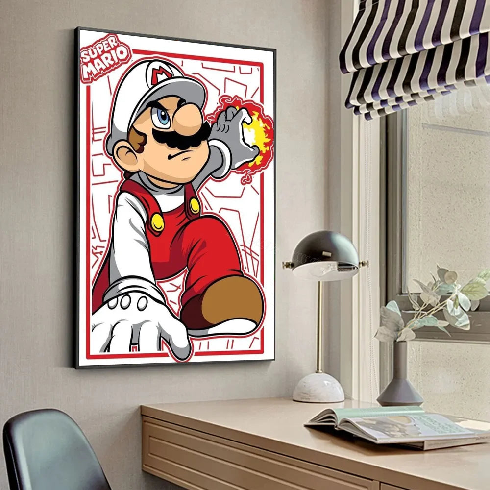 1pc Anime Game Plumber Uncle Mushroom M-Marios Poster Stickers Art Wall Murals Decor Game - KIMLUD