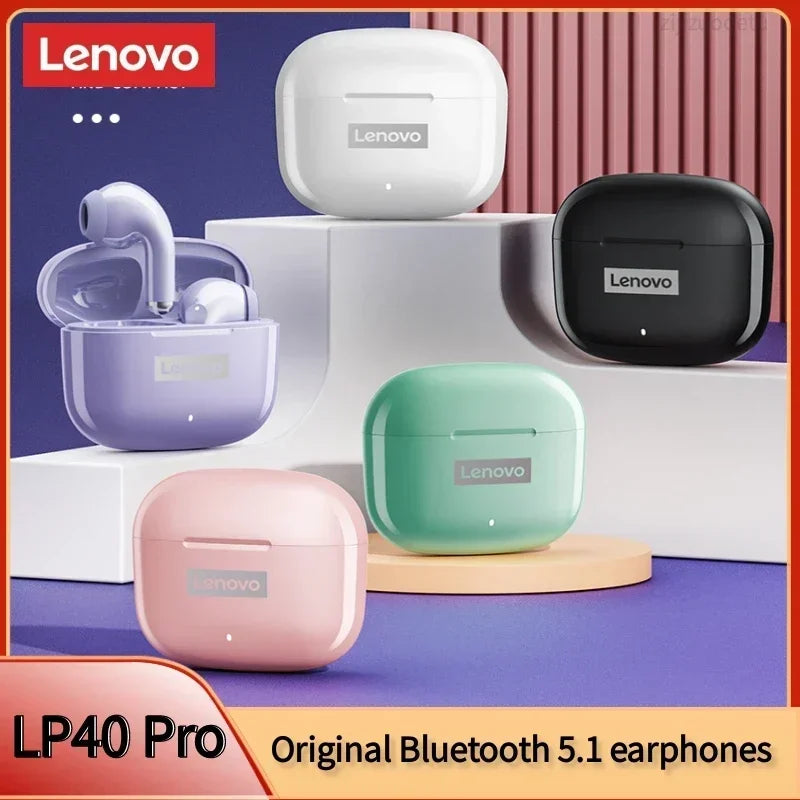 Original Lenovo LP40 Pro TWS Earphones Wireless Bluetooth 5.1 Sport Noise Reduction Headphones Touch Control 250mAH Earphones - KIMLUD