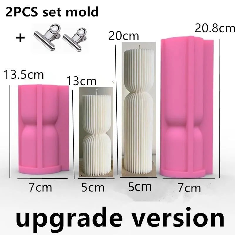 KIMLUD, Upgraded Knot Cylindrical Candle Silicone Mold Bow Knot Stripe Cylindrical Candle Mold Vase Shape Candle Acrylic Plastic mold, 2pcs upgrade mold, KIMLUD APPAREL - Womens Clothes