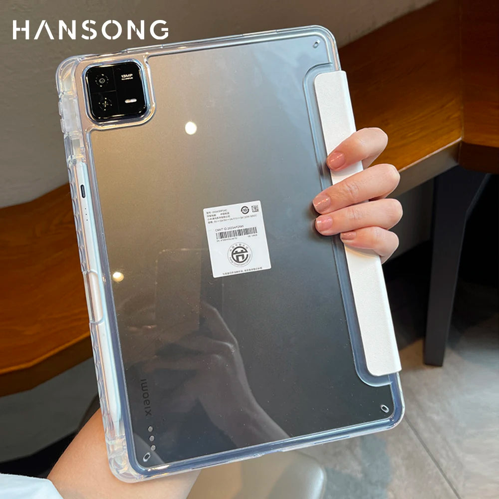 For Mi Pad Case for Xiaomi Mi Pad 5 & 5 Pro 11 inch HD Transparent Case for Mi Pad 6 & 6 Pro 11 inch with Awake / Sleep Cover - KIMLUD