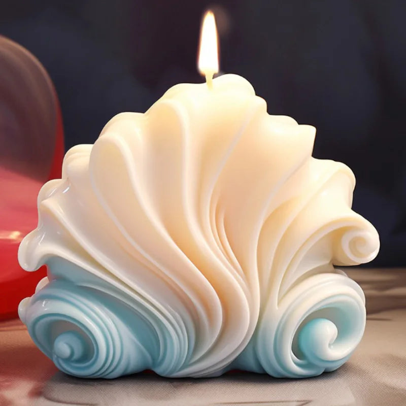 New 3D Shell shaped candle silicone mold wave striped shell cake chocolate silicone mold soap mold water wave shell candle molds - KIMLUD