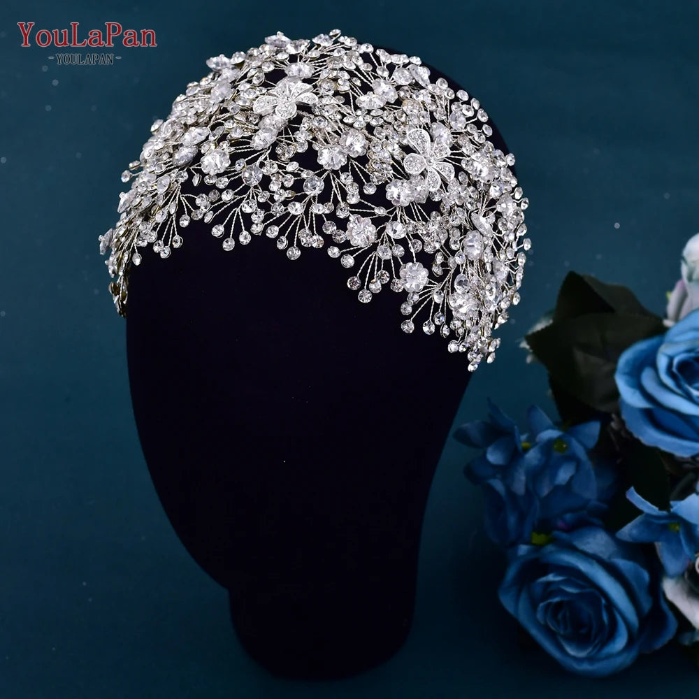 YouLaPan Flower Headband for Bridal Wedding Headpiece Jewelry Hair Accessories Woman Tiara Bride Headdress for Party HP395