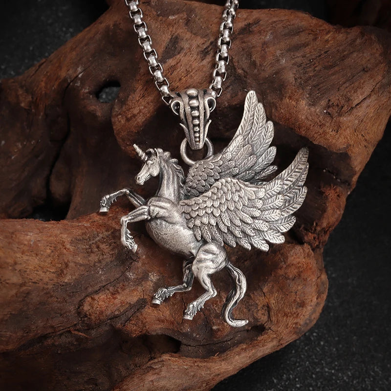 KIMLUD, Stainless Steel Creative Personality Prayer Angel Pendant Necklace Men and Women Fashion Trend Hip Hop Punk Accessories Jewelry, AL20864-Silver, KIMLUD APPAREL - Womens Clothes