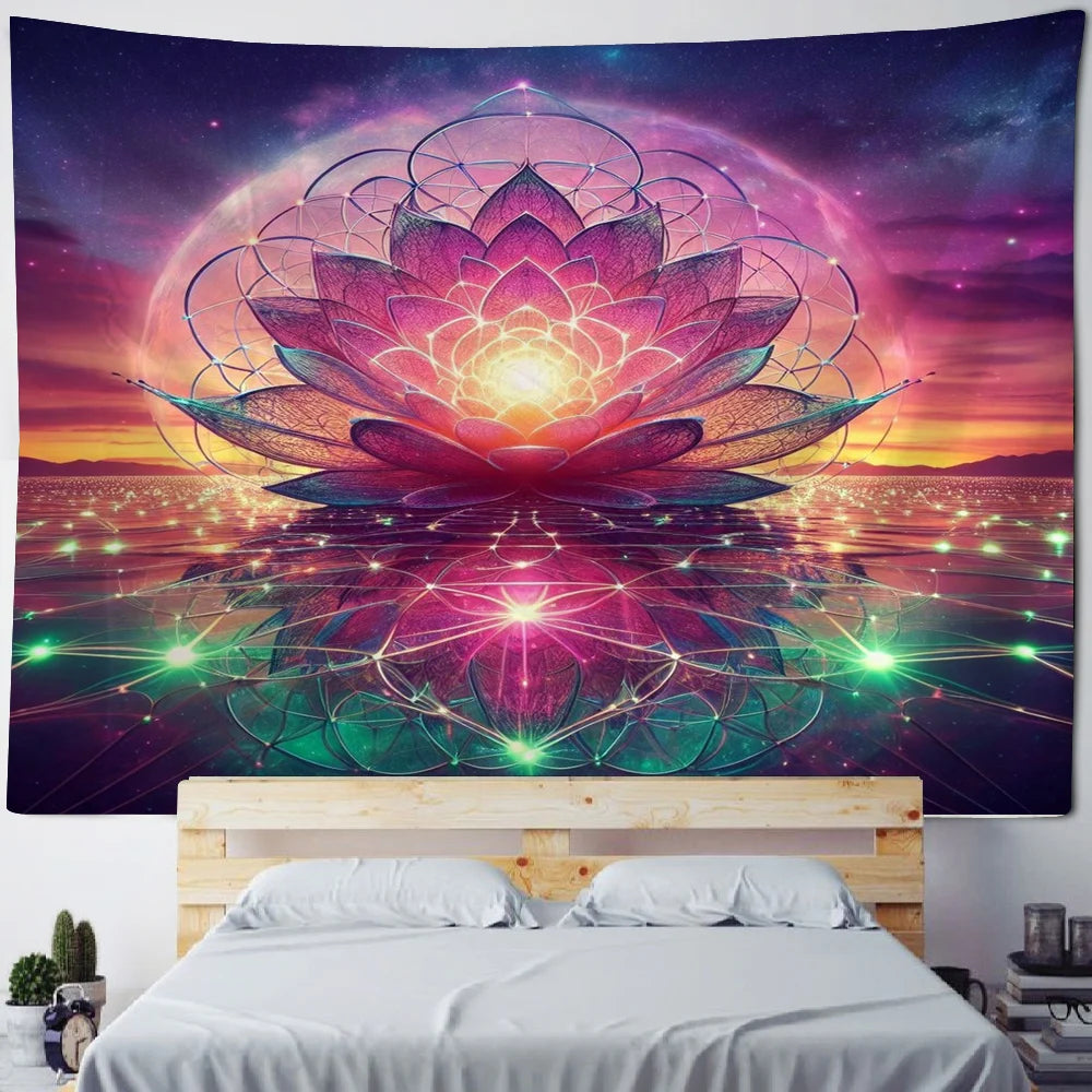 KIMLUD, Meditation Lotus Tapestry Wall Art, Large Tapestry Mural Decoration, Home, Bedroom, Living Room Decoration, 7 / 200x300cm, KIMLUD APPAREL - Womens Clothes