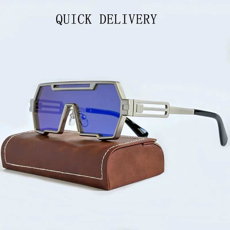 Heavy Metal Steampunk Sunglasses For Men Square Vintage Punk Fashion Glasses Retro Gafas De Sol Hombre Lunette De Soleil Homme - KIMLUD