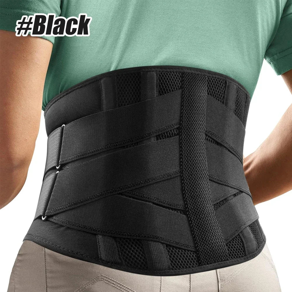 KIMLUD, Back Brace for Lower Back Pain, Immediate Pain Relief From Sciatica, Herniated Disc Scoliosis, Decompression Lumbar Support Belt, Black / XXL, KIMLUD APPAREL - Womens Clothes