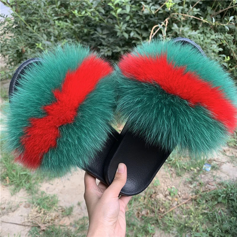 KIMLUD, New Arrival Girl Luxury Fluffy Fur Slippers Ladies Indoor Warm Furry Fur Flip Flops Women Amazing Plush Fur Slides Wholesale Hot, KIMLUD Womens Clothes