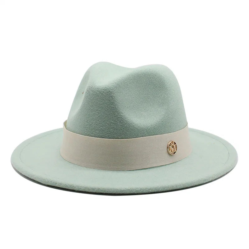 KIMLUD, New Fedora Hat For Women Winter Elegant Fashion Formal Wedding Decorate Church Cap Panama Party Jazz Hat chapeau femme, Mint / 56-58CM, KIMLUD APPAREL - Womens Clothes