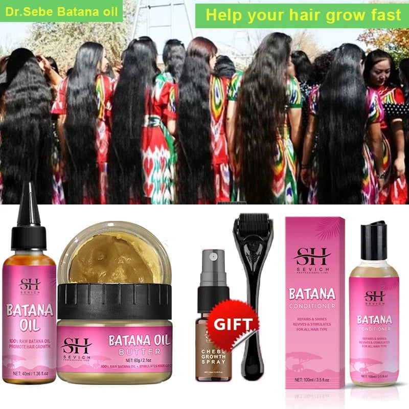 100% Batana Hair Fast Growth Oil Set African Crazy Traction Alopecia Batana Hair Mask chebe oil Hair Regrowth Treatment Sevich