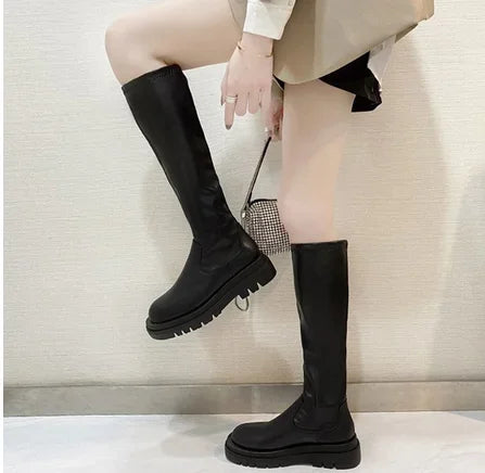 KIMLUD, 2025 Brand New Female Platform Thigh High Boots Fashion Slim Chunky Heels Over The Knee Boots Women Party Shoes Woman, Mid Calf Black / 37, KIMLUD APPAREL - Womens Clothes