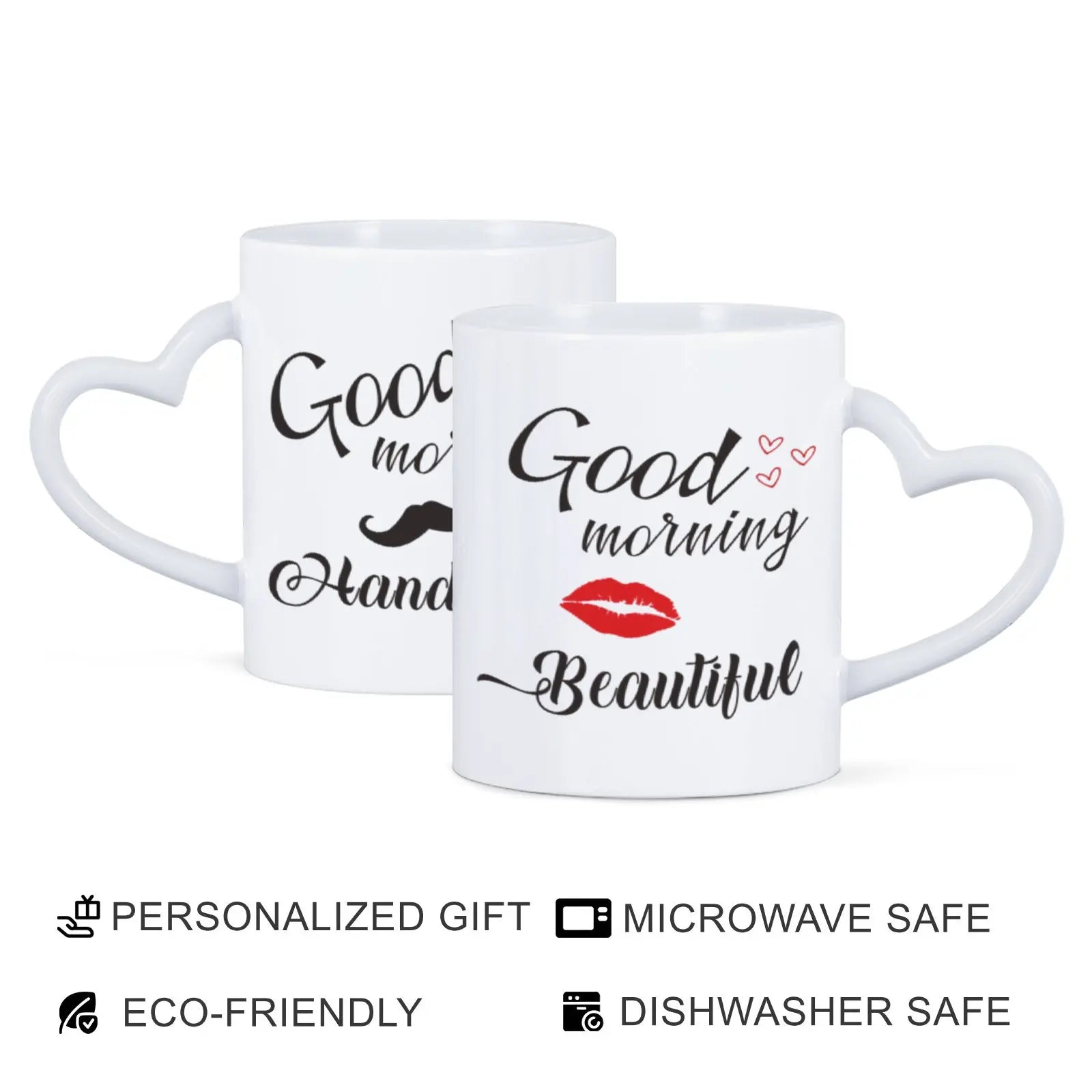 2pc 11oz Good Morning Beautiful Handsome Ceramic Coffee Mug Couples Sets Funny His Her Gifts Husband Wife Anniversary Presents