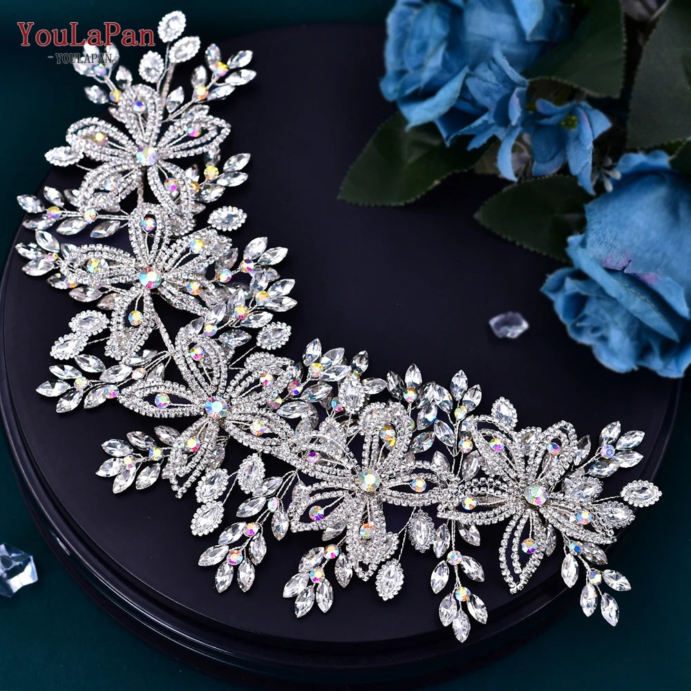 YouLaPan Flower Headband for Bridal Wedding Headpiece Jewelry Hair Accessories Woman Tiara Bride Headdress for Party HP395