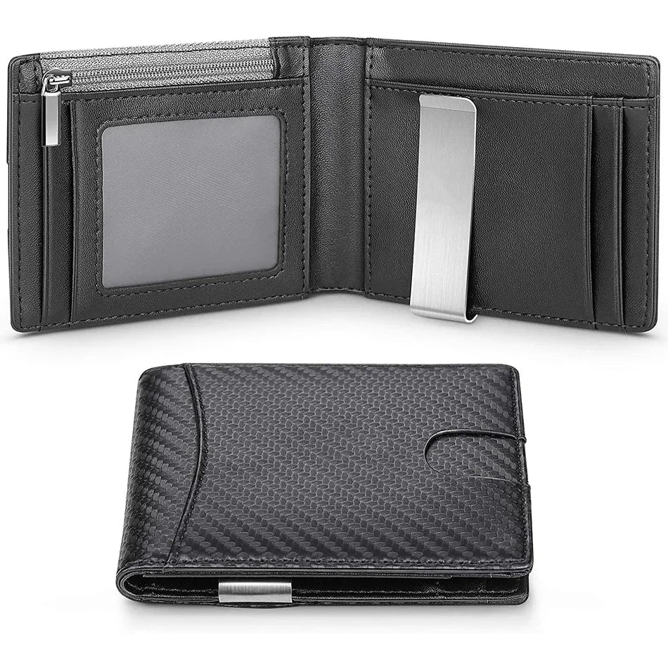 KIMLUD, Carbon Fiber Card Holder Wallets Men Slim RFID Wallet Male Purse Minimalist Black Wallet with Coin Pocket Wallet for Men Choice, Carbon Black, KIMLUD APPAREL - Womens Clothes