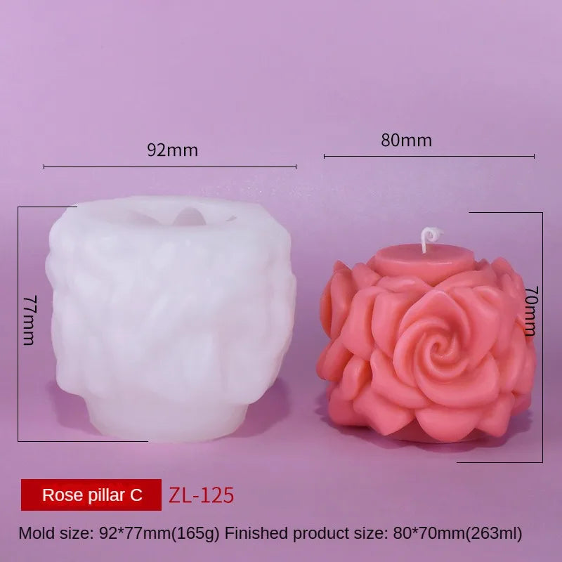 KIMLUD, 3D Rose Pillar Candle Silicone Mold Handmade Valentine's Day Flower Bouquet Soap Gypsum Resin Molds Wedding Decor Crafts Gifts, KIMLUD Womens Clothes