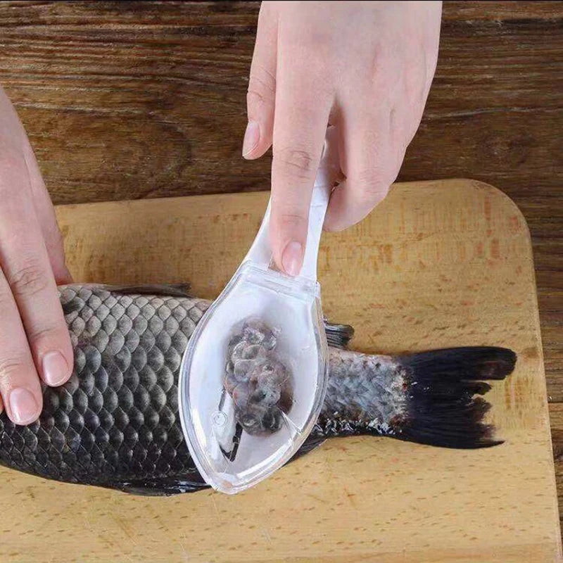 Fish Skin Brush Kitchen Tools Fish Scale with Lid Scraping Fishing Scale Brush Fish Skin Graters Cleaning Peeler Seafood Tool