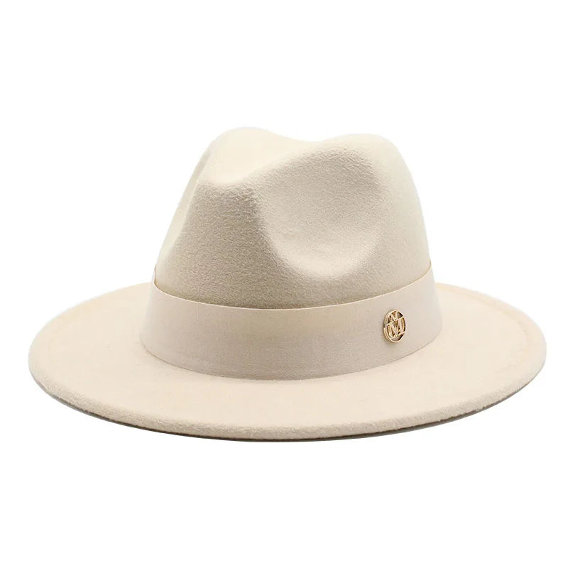 KIMLUD, New Fedora Hat For Women Winter Elegant Fashion Formal Wedding Decorate Church Cap Panama Party Jazz Hat chapeau femme, Beige / 56-58CM, KIMLUD APPAREL - Womens Clothes