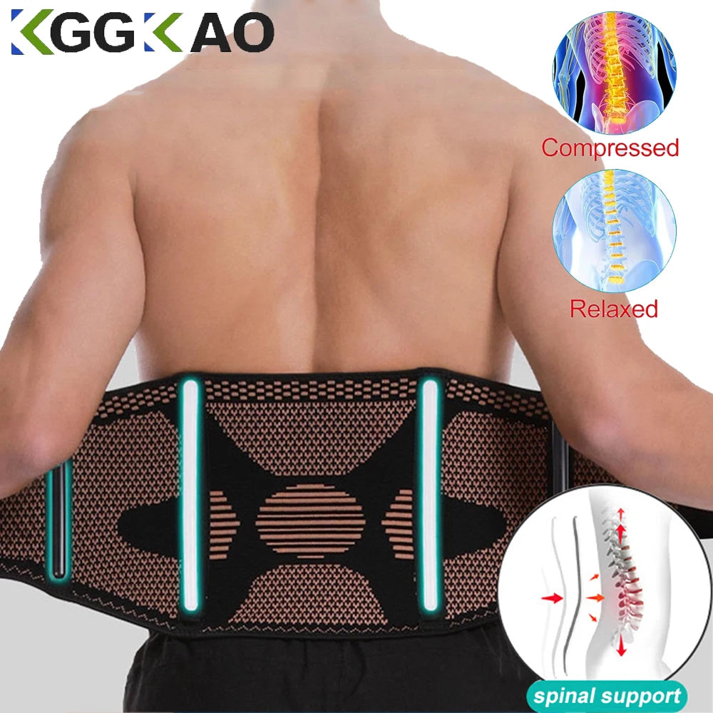 KIMLUD, Copper Back Brace for Lower Back Pain Relief,Back Support Belt Men/Women With Adjustable Black Lumbar Support Belt for Sciatica, M, KIMLUD APPAREL - Womens Clothes