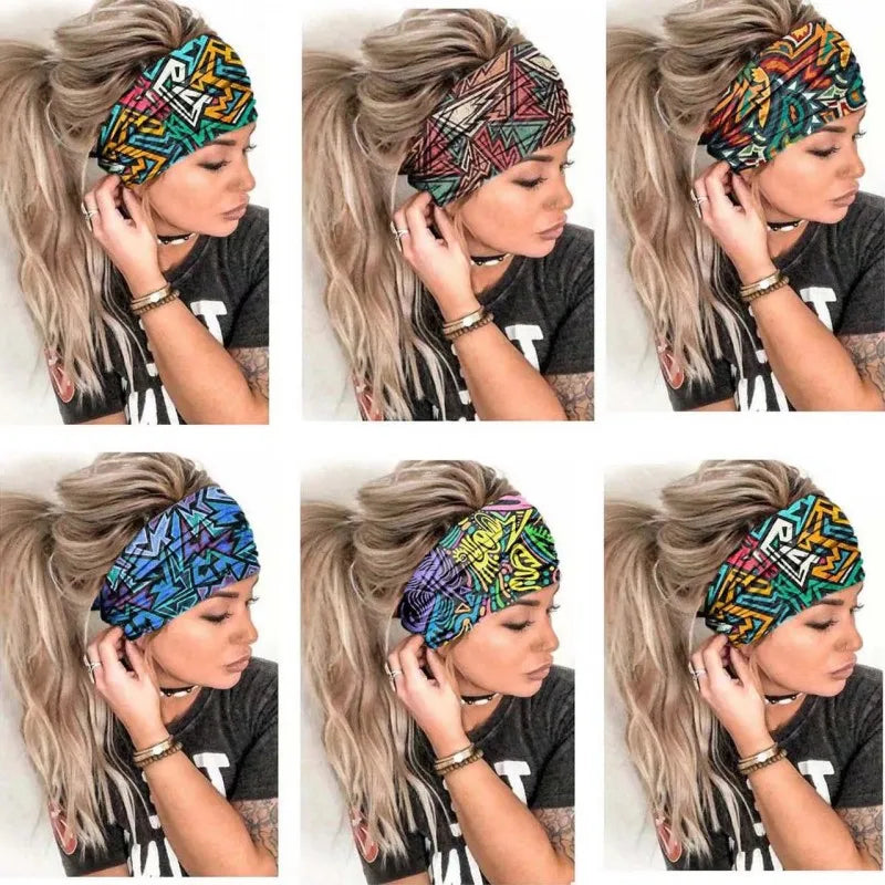 KIMLUD, New African Pattern Print Wide Headband for Women Twist Style Hair Bandanas Head Wrap Elastic  Headwear Turban Girls Accessories, KIMLUD Womens Clothes