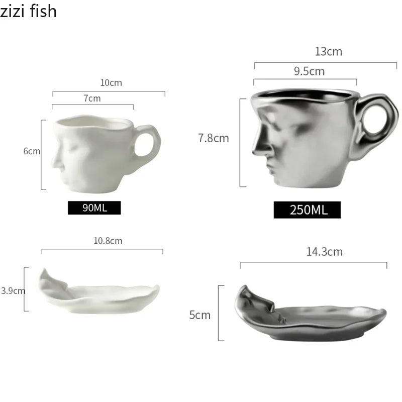 Face Kiss Mug Couple Ceramic Water Cup Afternoon Tea Coffee Cup and Saucer Set Milk Tea Cups Breakfast Cups Milk Mugs Drinkware