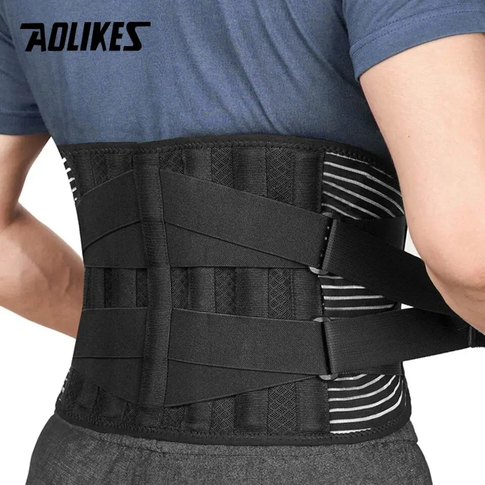 KIMLUD, AOLIKES Lower Back Brace with 6 Stays Anti-skid Orthopedic Lumbar Support Breathable Waist Support Belt for Gym Pain Relief, Basic without pad / L, KIMLUD APPAREL - Womens Clothes