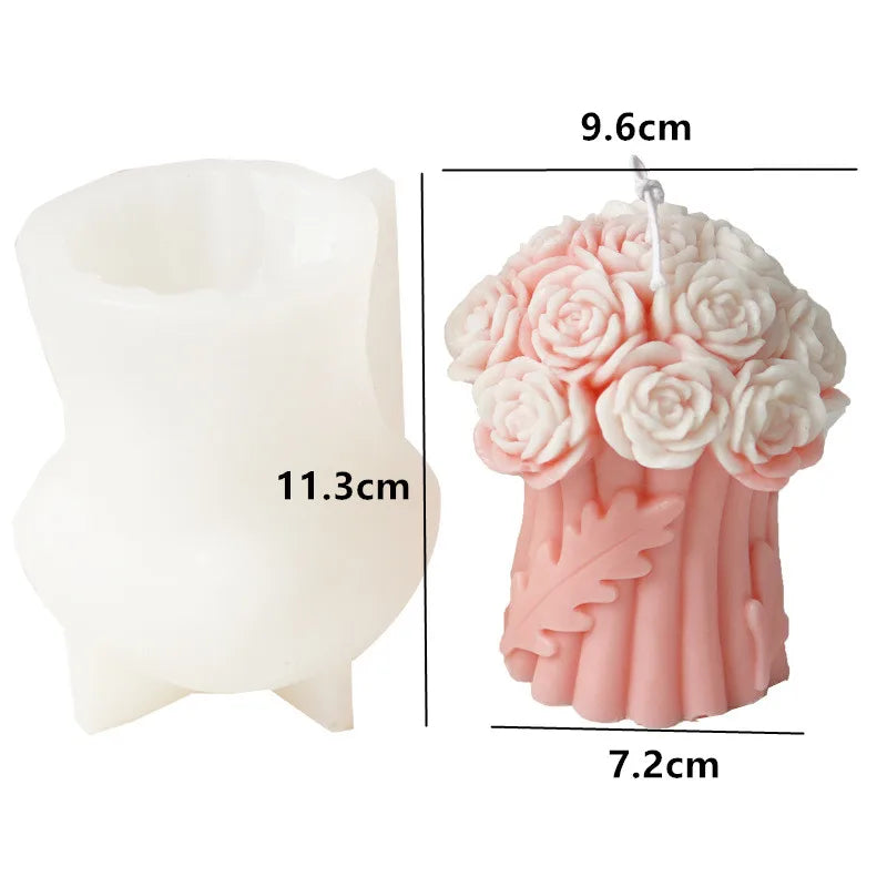 KIMLUD, 3D Large rose candle silicone mold Valentine's Day rose cake chocolate silicone mold home decoration resin plaster mold, Large mold as show 2, KIMLUD APPAREL - Womens Clothes