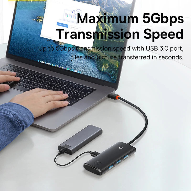 Baseus USB HUB Adapter 4 in 1 USB Type C to USB 3.0 HUB Splitter Adapter for MacBook Pro Air Huawei Mate 30 Docking Station HUB